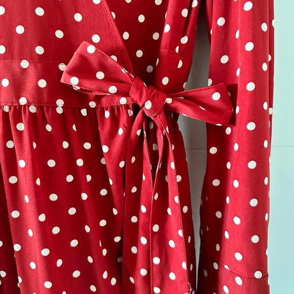 Vintage Stile Benetton Long Red Polka Dot Dress - Italy & Korea Collab Size 6 - Picture 2 of 9